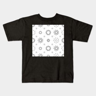 Suns and Dots Black Lines on White Kids T-Shirt